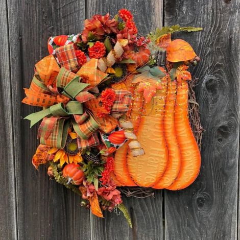 Couronne Automnale - Couronne De Citrouille - 31 x 32 cm - Pour Porte D'Entrée Jardin Intérieur - 1 Pièce (1/5)