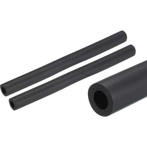 2pcs Tubes d'Isolation de Tuyaux 25cm/10", Isolant Tuyau Caoutchouc en Mousse, Conduits Isolants ID 12mm OD 22mm pour Support Poignée Chauffage Tube Climatisation, Noir (1/5)