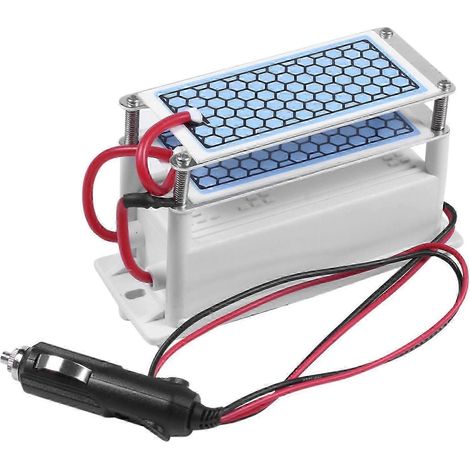 Générateur d'ozone pour voiture, 12 V 10 G, purificateur d'air portable avec plaque en céramique, stérilisateur d'air pour voiture, purificateur d'air à l'ozone, filtre à air (1/5)