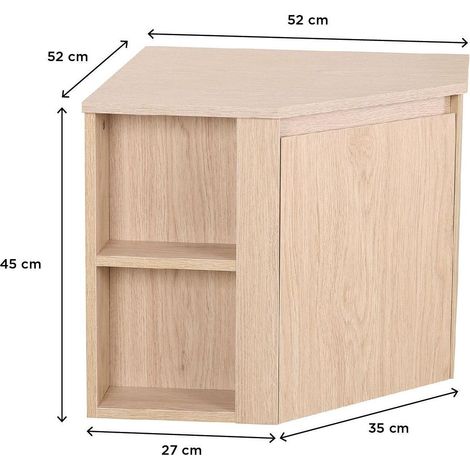 Mob-In – Meuble sous vasque d'angle 52x45 cm – Panneau de particules mélaminés – Compatible vasque ronde jusqu'à 37 cm – Rangement optimisé
