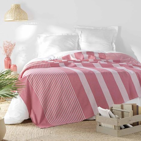 douceur d'intérieur, Copriletto Adele (240 x 260 cm) rosa, cotone e poliestere tessuto (1/2)