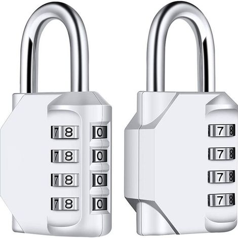 [2 Pièces] 4-Digit Cadenas à Combinaison. Serrure Combinée Imperméabiliser. Métal étanche et Fermoir Combiné en Acier Plaqué pour L'école. Casier. Boîte à outils. Clôture. Armoires - Argent (1/4)