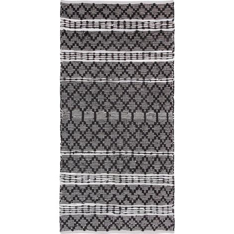 Tappeto in pelle nero/beige 80 x 150 cm Fehimli