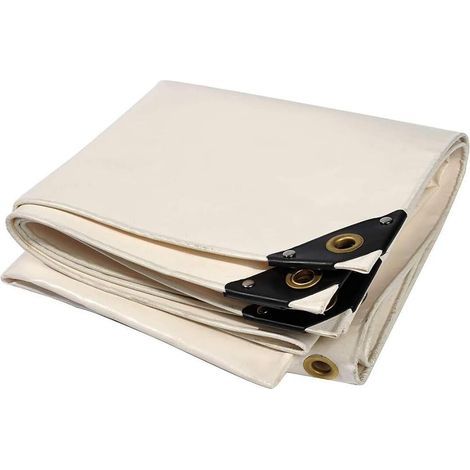 Bâche de protection beige 2x3m, isolante et imperméable, en PVC 180 g/m² avec œillets, résistante à la déchirure - Couverture étanche pour usage extérieur (1/5)