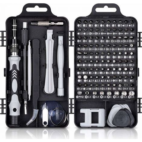 Kit di cacciaviti di precisione 115 in 1, kit di cacciaviti di precisione magnetici portatili, strumenti di riparazione per computer/laptop/iPhone/occhiali/orologi/smartphone, nero (1/5)