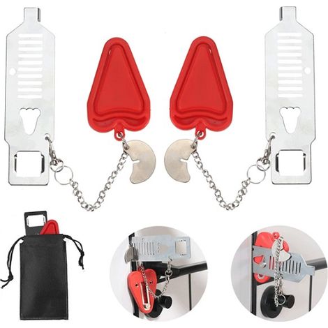 Lot de 3 verrou de porte, portable, en métal et polypropylène, pour maison, voyage, hôtel