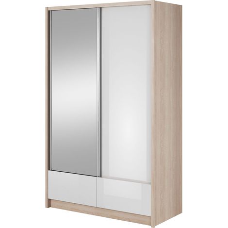 Contenitore ARIA I 134 cm con 2 ante scorrevoli, cassetti Rovere Sonoma / Bianco lucido