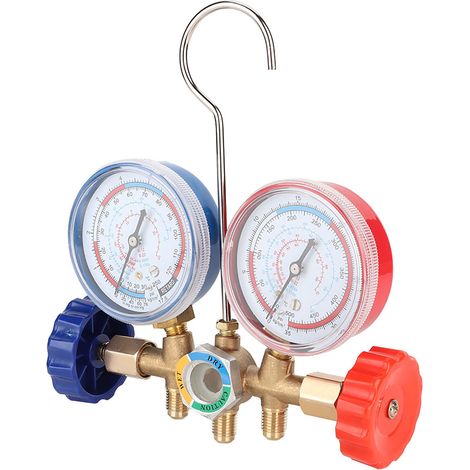 Jeu de Manomètres AC pour Climatisation avec Tuyaux et Crochets de Diagnostic (1/5)