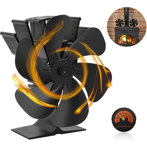 Double Head 6 Blade Wood Stove Fan, Mini Fireplace Fan, Wood Heating Stove Fan (1/5)