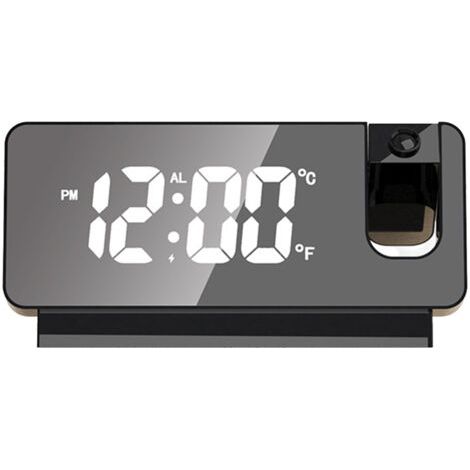 Réveil projecteur portable LED, affiche température date, projection 180° plafond mur, alimentation USB, réveil silencieux pour chambre