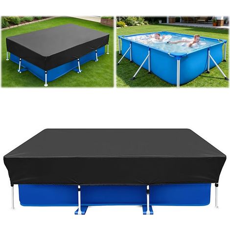 Bâche de piscine rectangulaire 225 x 150 x 30 cm, bâche de piscine d'été et d'hiver, protège la poussière, les feuilles, le vent et le soleil, en polyéthylène, double revêtement pour protection de (1/5)