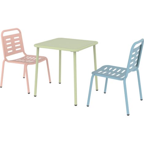Set di 3 mobili per bambini nei colori verde blu e rosa 030009383