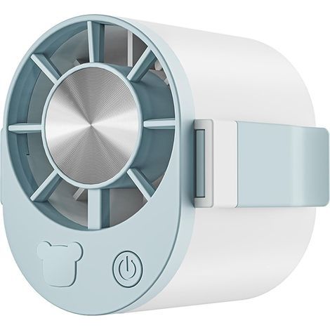 Ventilateur électrique, Ventilateur à Pince Rechargeable, Ventilateurs Portables à Ceinture et de Bureau - 4 Modes d'utilisation, Gris-Bleu, 1000 mah. (1/5)