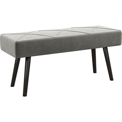 Panca imbottita da camera effetto velluto 100x36x45 cm grigia con gambe in acciaio HOMVRA (1/5)