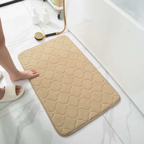 Tapis d'entrée Fnyoxu pour salle de bain, antidérapant, lavable en machine, en mousse à mémoire de forme absorbante et douce.
