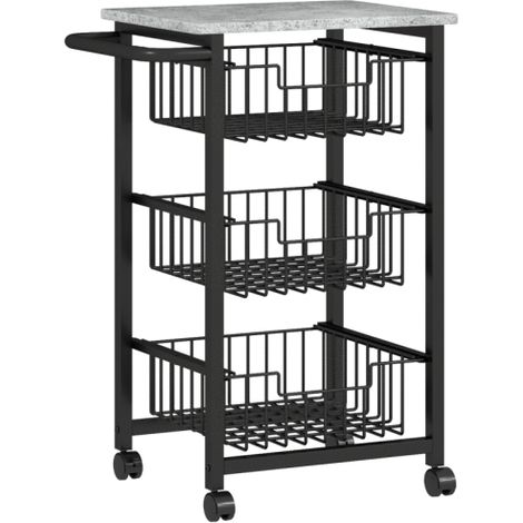 3-stufige Küchenwagen auf Rädern, Rollbarer Servierwagen, Küchen-Trolley mit 3 Stahlkörben, Servierwagen 
On-Site