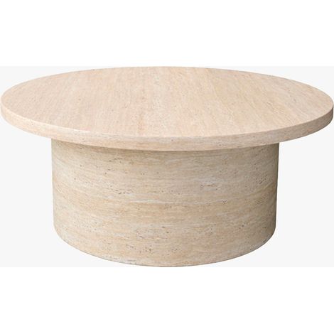 YARA Table basse ronde plateau en marbre d'ingénierie couleur bois (1/5)