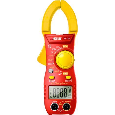 ST170 - Pince multimètre auto/manuel 1999pts avec lampe torche - Rouge/Jaune - Livré sans piles (1/5)