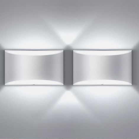 Appliques murales LED modernes, ensemble de 2 appliques murales blanc froid 6000K, applique murale haut et bas 7W, applique murale d'intérieur (1/5)