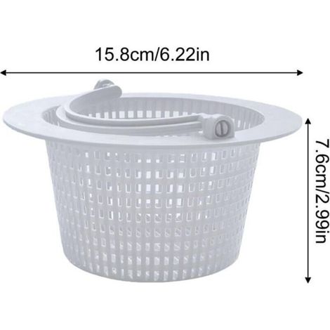 Cestello skimmer rotondo per piscine fuori terra, con maniglia per una facile rimozione, set da 2 – diametro 16 cm – bianco (1/3)