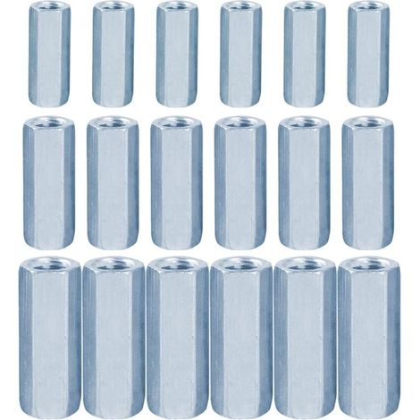 Ecrou Long M10 M8 M6 18 Pieces Écrou Long Écrou Hexagonal en Acier au Carbone Plaqué Zinc pour Appareils Ménagers et de équipements de Communication et Autres équipements Mécaniques (1/5)