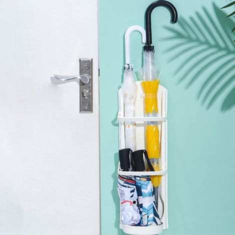 Porte-parapluie mural, support sans poinçonnage avec bac d'égouttage amovible pour la maison, 4 fentes (1/5)