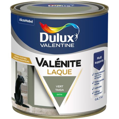 Dulux Valentine Peinture Laque Valénite Intérieur et Extérieur Multi-supports - Finition parfaite et lisse, Haute Résistance - Satin Vert Taiga 0,5 L