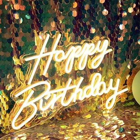 Lampada LED al neon - Insegna luminosa per compleanno - Decorazione per festa di compleanno - Luce d'atmosfera per feste, camera da letto, parete - Bianco caldo - Alimentazione USB - 5 V (1/5)