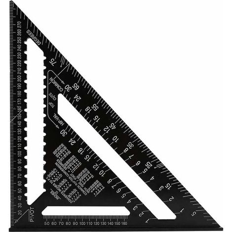 Équerre Triangle Metrique Professionnel, 30cm/300mm Équerre de Charpentier Haute Précision, Règle d'angle Menuiserie en Alliage d'aluminium Outil de Mesure Bois Speed Square Noir (1/5)