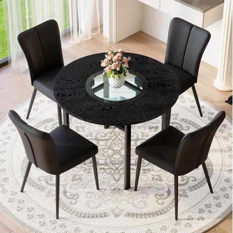 Conjunto mesa comedor redonda 100 cm y 4 sillas OKMYHOME (1/5)