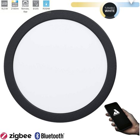 Eglo 98846 Einbauleuchte FUEVA-Z schwarz rund Ø:21,6cm dimmbar 2700-6500K IP20/44 mit Connect-Z Funktion (1/5)