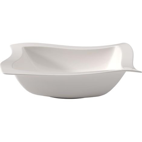bol NewWave, pour salade et accompagnements, forme carrée, porcelaine, compatible lave-vaisselle et micro-onde, blanc, 33 cm (1/4)