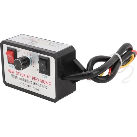 Contrôleur de Klaxon de Voiture, 16 Effet Sonore Réglable DC 12V 24V Dual Tone Controller, Protection Contre Les Surcharges, Matériau ABS, adapté pour Les Klaxons électriques de (1/5)