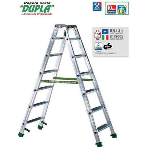Escalera de doble subida con 7 peldaños