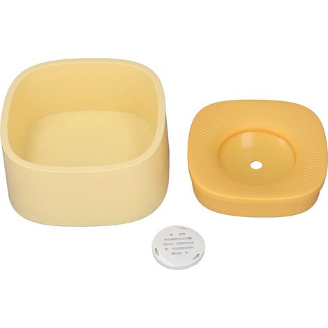 Gamelle flottante pour animaux de compagnie (chien/chat) - Distributeur d'eau automatique anti-fuite - Carré en ABS jaune (1/5)