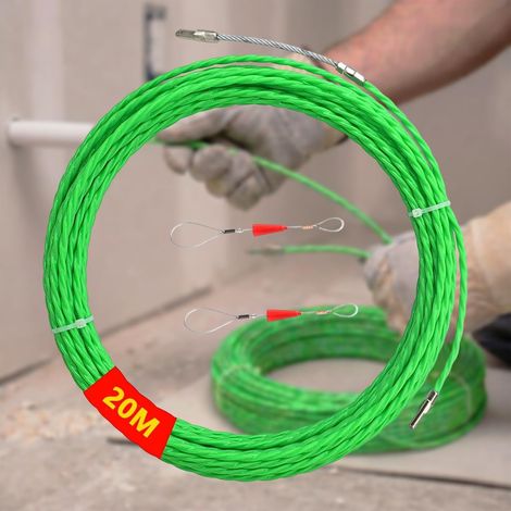 20 m Tire Fil électriques, φ 4 mm Fish Tape Cable, avec 2 Tête Flexible de Guidage, Aiguille Passe Cable pour Câble de Communication Mur Conduit de Sol (1/5)