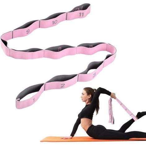 Bande Elastique Musculation, Réglable Sangle de Yoga Avec 11 Anneaux, Sangles de Fitness Band Pour Latine Yoga Pilates Fitness (1/4)