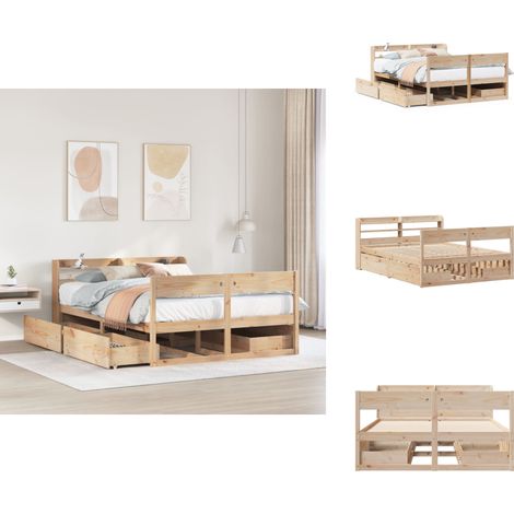 Cadre de lit sans matelas 150x200 cm bois de pin massif - Cadre De Lit - Cadres De Lit - Lit - Meuble De Chambre À Coucher (1/5)