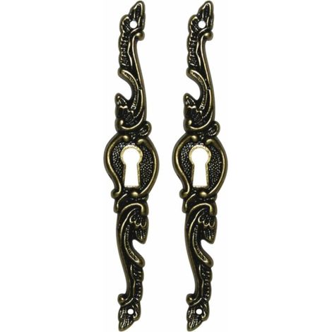 cyclingcolors 2x Bocchetta rosette chiave per mobili LOUIS XV in zama finitura bronzo antichizzata armadi mobili 128x21mm (1/2)