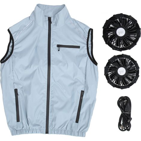 Ortviai Gilet de Refroidissement avec Ventilateurs 3 Vitesses, Respirant et Silencieux, Gris M (1/5)