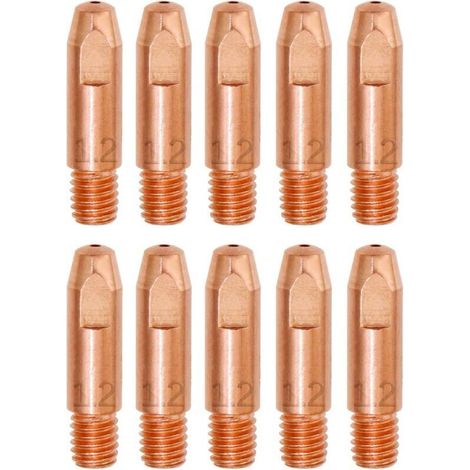 10PCS MB 24KD Accessoires de Soudage 1,2MM Pièces d'usure Pointe de Contact Buses de Soudage MIG 0.0472" Torche de Soudage Embout de Contact M6x27mm (1/4)