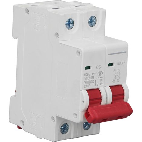 2-poliger Miniatur-Leistungsschalter, 6000 A Abschaltvermögen, kleiner Gleichstrom-Leistungsschalter für Solar-PV-Systeme, DC 500 V, 6 A (1/5)