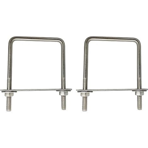 M8 Vierkant-U-Bügel 80 mm x 120 mm, 80 mm Innendurchmesser, Edelstahl-U-Bügel mit Mutter und Rahmenplatte, U-Bügel zur Befestigung von Platten und Rohren (M8-80x120 mm) (1/5)