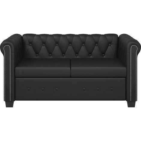 Canapé Chesterfield à 2 places, Canapé de relaxation Meuble de Salon, Cuir synthétique Noir OIB2307E (1/5)