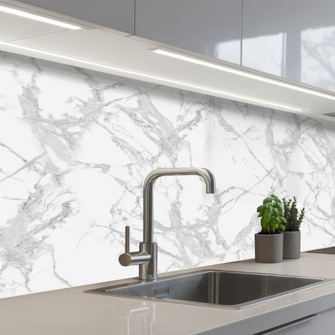 Kitchen Splashback Marble - Pure - Gray - Veins 150x60 cm