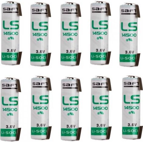 Saft 10 batterie litio 3,6V 2,6Ah lamelle stilo AA ER14505 - LS14500CNR