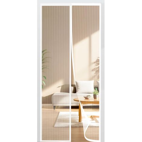 Moustiquaire Porte Fenetre Magnetique 180x220㎝, Rideau de Porte Anti Moustique, Fermeture Automatique Aimantée Pour Portes de Balcon, de Cave et de Terrasse, sans perçage (Blanc) (1/5)