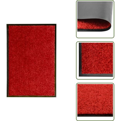 Paillasson lavable Rouge 40x60 cm - Tapis D'entrée - Paillasson Extérieur - Paillasson Intérieur - Tapis Absorbant - Tapis Lavable (1/5)