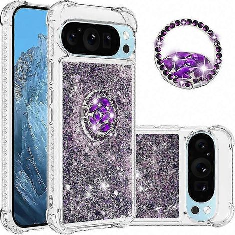 Google Pixel 10 Pro TPU-Hülle mit Ständer, stoßfest, mit grünem Herzmuster in Quicksand-Optik, verstärkter Schutz (1/5)