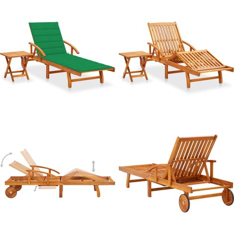 Sonnenliege mit Tisch und Auflage Akazie Massivholz - Sonnenliege - Gartenmöbel - Holzliege - Liege - Akzidenzholzmöbel - Home & Living (1/5)